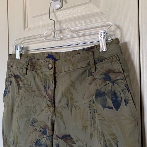 Tommy Bahama Straight Leg Pants Green Tropical‎ Floral Palm Print Women's 6 - Picture 4 of 11